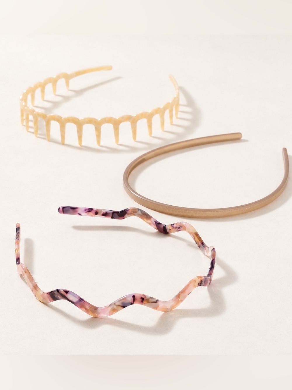 Anthropologie Zigzag Headbands Set of 3 Light Neutral  retail $36